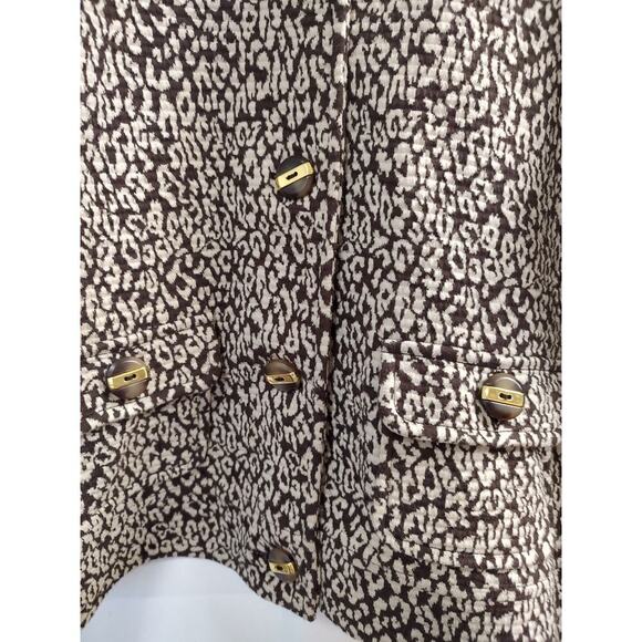 Charter Club Brown Cream Leopard Print Dress Jacket XL w/ Vintage Floral Brooch - Picture 10 of 16
